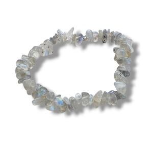 KJC HSN 925 Sterling Silver Genuine Stone Labradorite stretch Bracelet 7” New